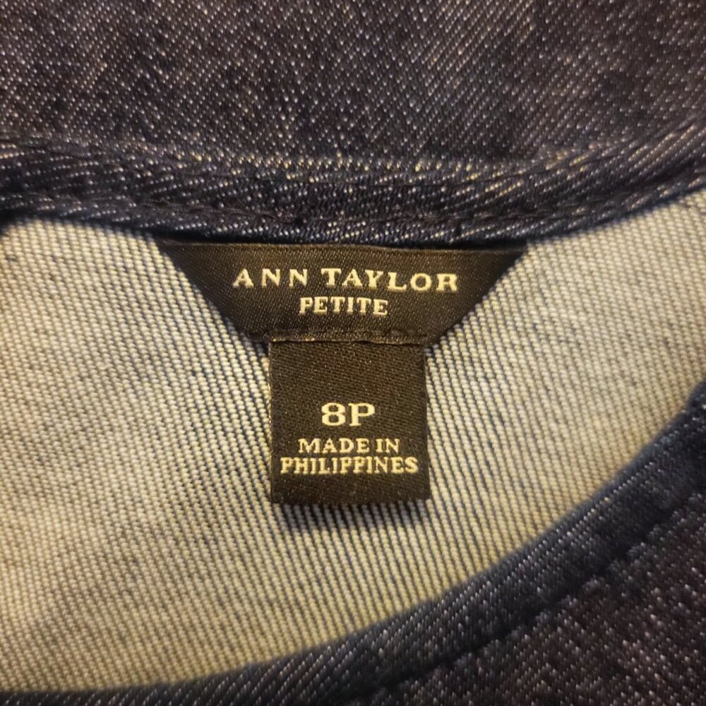 Ann Taylor Denim Sleeveless Back Zipper Fitted Shift Dress = Size 8P - Picture 7 of 11